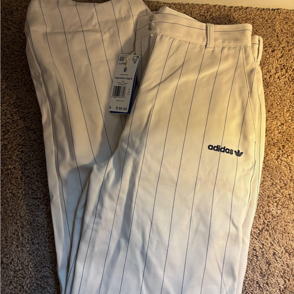Adidas Men's White Pinstripe Pants